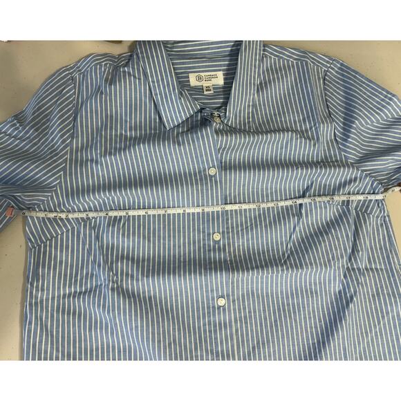 Candace Cameron Bure Regular Hi-Low Boyfriend Shirt Ragetta Strip Size XS NWOT - Picture 10 of 11